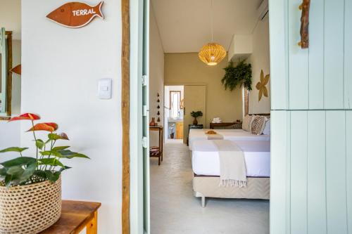 Ένα ή περισσότερα κρεβάτια σε δωμάτιο στο Preá Kite House