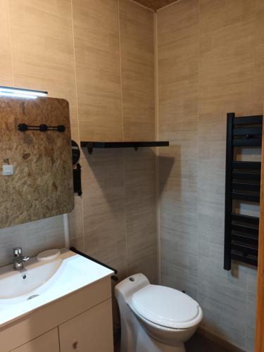 a bathroom with a toilet and a sink at Le BENEZE entre Beauce et Perche in Saint-Hilaire-sur-Yerre