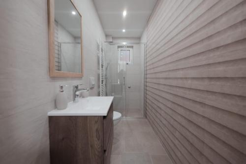 a bathroom with a sink and a mirror at Apartmani Vinea Zara in Brčevec