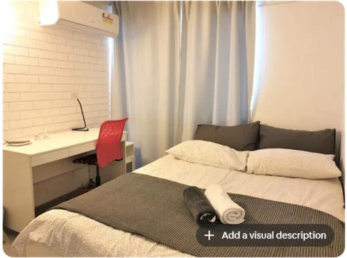 a small bedroom with a bed and a desk at Dana-Private Room in 3-Bedroom Apartment-1 in Canberra