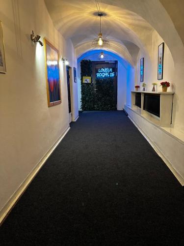 an empty hallway with a door in a building at HOSTEL LOVELY ROOMS CITY CENTER, shared Bathroom in Villach