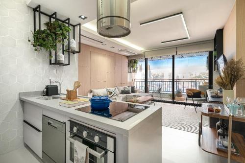 Kuchyň nebo kuchyňský kout v ubytování Flat de Luxo Decorado, com Lava Louças