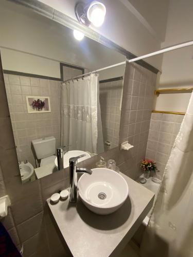 a bathroom with a sink and a toilet at Departamento Espejo in Mendoza