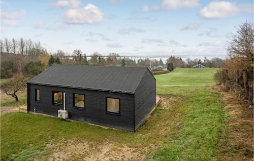 a black tiny house on a grassy field at Nice Home In Vordingborg With Wifi in Vordingborg