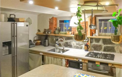 a kitchen with a sink and a refrigerator at Gorgeous Apartment In Stojcino in Stojcinó