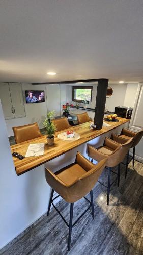 an office with a long table and chairs at Wild House in Sinaia