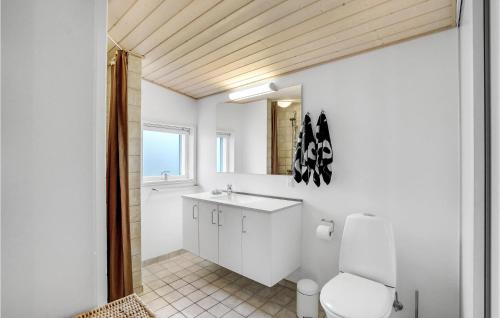 a bathroom with a toilet and a sink at Holiday Home Roslev With A Fireplace 01 in Øster Lyby