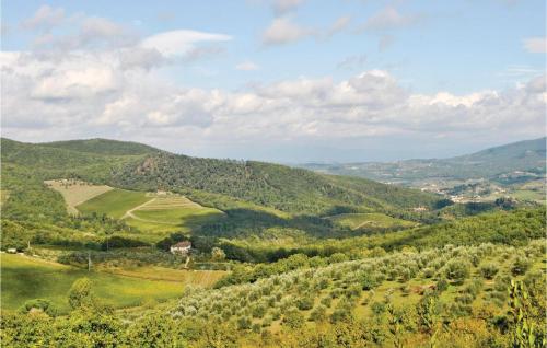 a view of a valley with trees and mountains at Magnolia in Lucolena in Chianti