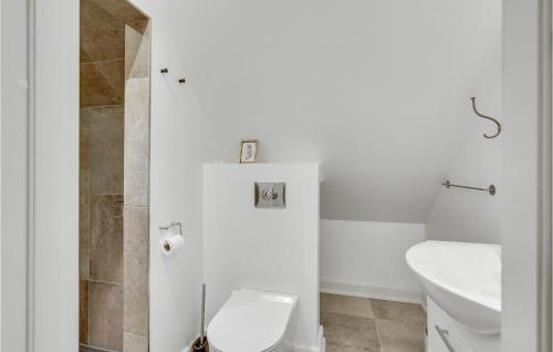 a white bathroom with a toilet and a sink at Cozy Apartment In Kværndrup With Wifi in Kværndrup