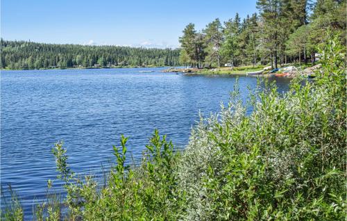 a view of a lake with trees in the background at Holiday Home Hunndal Skumlivegen in Raufoss