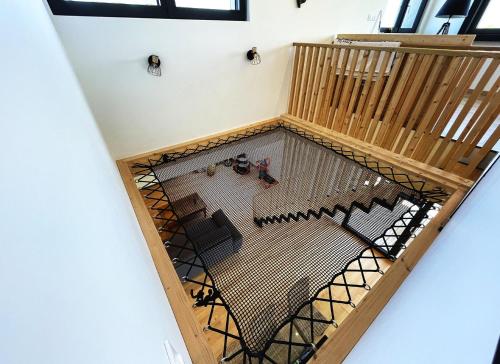 an overhead view of a room with a table and chairs at maison Porzh Loaz. in Plouézec