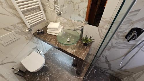 a bathroom with a sink and a toilet at Center Ljubljana in Ljubljana