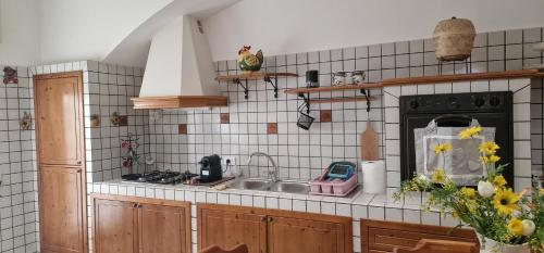 a kitchen with a sink and a stove at MARY ROSE - Locazione Turistica in Brindisi