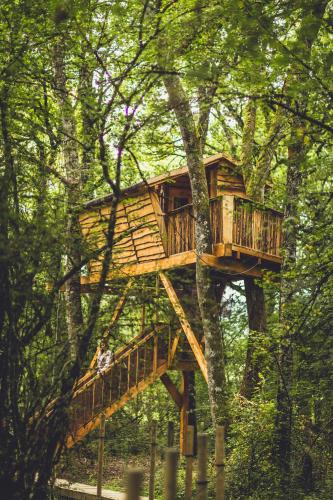 a tree house in the middle of a tree at Beigorri Basoa Suites in Lizaso