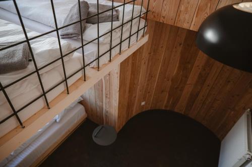 an overhead view of a bunk bed in a room at Horská Chata pod Soliskom in Vysoké Tatry