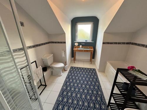 ケンメアにあるKenmare Deer Park Lodgeのトイレと洗面台付きのバスルーム