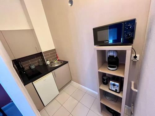 Kuchyň nebo kuchyňský kout v ubytování Studio douillet en hyper centre