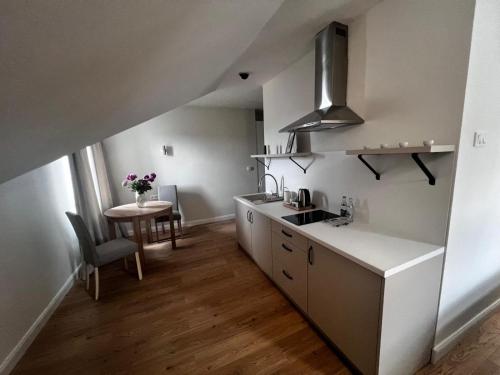 Kuchyň nebo kuchyňský kout v ubytování Apartamenty Św Stanisława