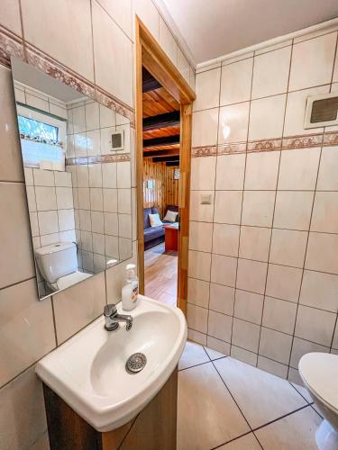 Ένα μπάνιο στο domek całoroczny nad stawem na Kaszubach