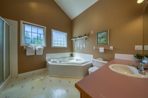 a bathroom with a tub and a sink at Marble Canyon in Fairmont Hot Springs