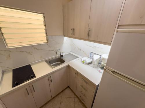 Dapur atau dapur kecil di Limanaki Rooms Thassos