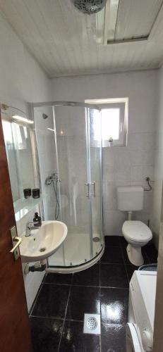 a bathroom with a shower and a sink and a toilet at Kuća za odmor Petra in Sali