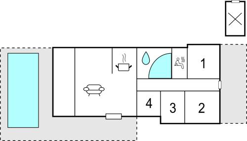a floor plan of a bathroom with numbers on it at Beautiful Home In Middelfart With Sauna in Voldby