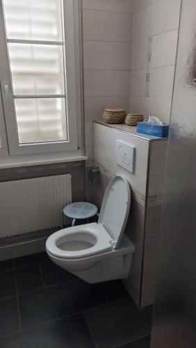 ポラントリュイにあるAppartement meubléの小さなバスルーム(窓付きトイレ付)
