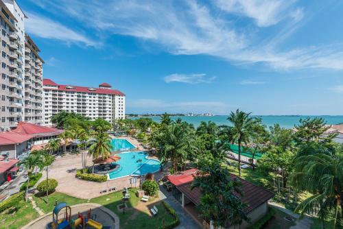 an aerial view of a resort with a swimming pool at PortDickson Minimalist Seaview Home 10Pax3BR 1MinToBeach in Port Dickson