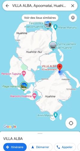 a map of ville alfa and its attractions at Villa ALBA in Maroe
