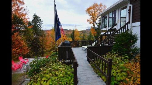 a porch with a flag on a house at Welch View 68, T in Thornton