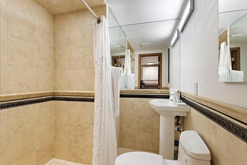 阿斯潘Fasching Haus Unit 13, Studio in Aspen, 2 Blocks to Gondola的带马桶和水槽的浴室