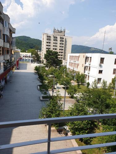a view of a street in a city with buildings at Penthouse Giovanni in Orşova