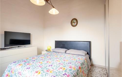 a bedroom with a bed and a tv at Awesome Home In Montefoscoli With Wifi in Montefoscoli