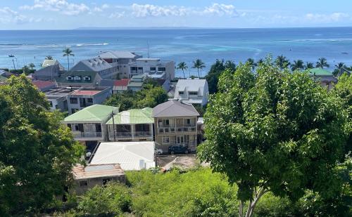a group of houses on a hill near the ocean at Vue Mer Panoramique, Grande Terrasse Privée, Plage à 10 Min in Sainte-Anne