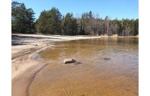 a rock sitting in the water on a beach at 3 Bedroom Pet Friendly Home In Säffle in Säffle
