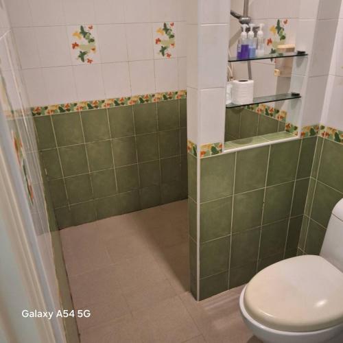a bathroom with a toilet and a shower at ณดา เกาะล้าน รีสอร์ท in Ko Larn
