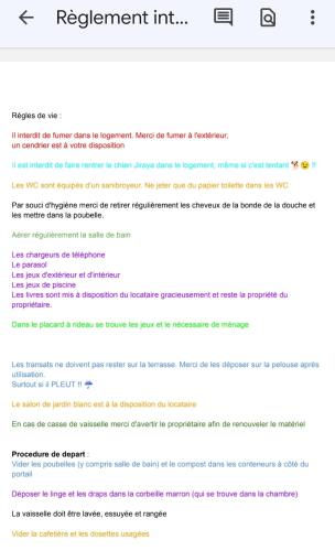 une capture d'écran d'une liste de récupération dans un document dans l'établissement Appartement 5 personnes avec piscine 60m2, à Le Barp