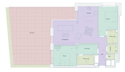 a floor plan of a building at Media Bay Apartments in Kirchberg by Rentaroo in Luxembourg