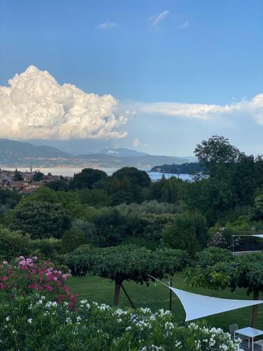 a view of a park with trees and flowers at B&B Panorama Cinque in Salò