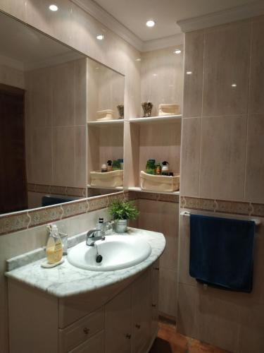 une salle de bain avec un lavabo et un miroir dans l'établissement CARABEO I 18 MENYBER, à Nerja