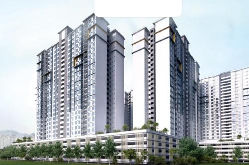 a rendering of three tall buildings in a city at Aeon home stay - Tebrau City residency block F in Johor Bahru