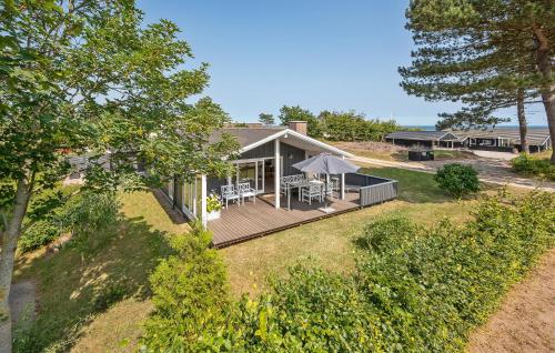 an aerial view of a house with a deck at Beautiful Home In Ebeltoft With Wifi in Ebeltoft