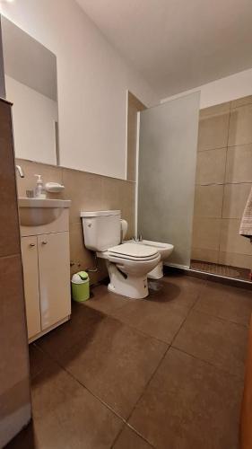 a bathroom with a toilet and a sink at Departamento Cofico in Córdoba