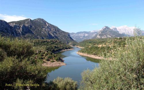 a river in the middle of a valley with mountains at Turismo Rurale Belvedere Pradonos in Dorgali