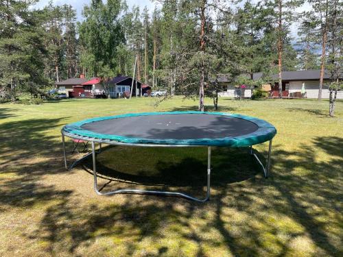 a trampoline in the grass in a yard at Petsi suvila in Kuru