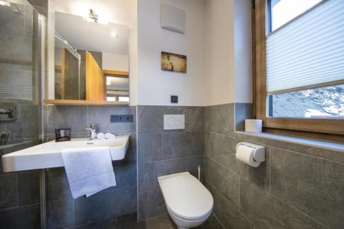 a bathroom with a toilet and a sink at Nationalpark Chalet Blindis in Neukirchen am Großvenediger