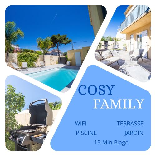 COSYFAMILY RDC 6pers-PISCINE-Jacuzzi-Jardin- Barbecue- TopPros Conciergerie Pérols