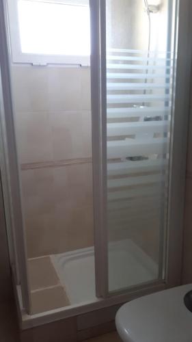 a shower with a glass door in a bathroom at BRISA de MAR in Moncófar