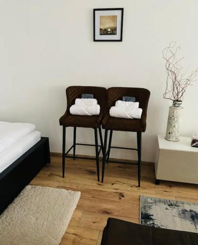 เตียงในห้องที่ City flat 8